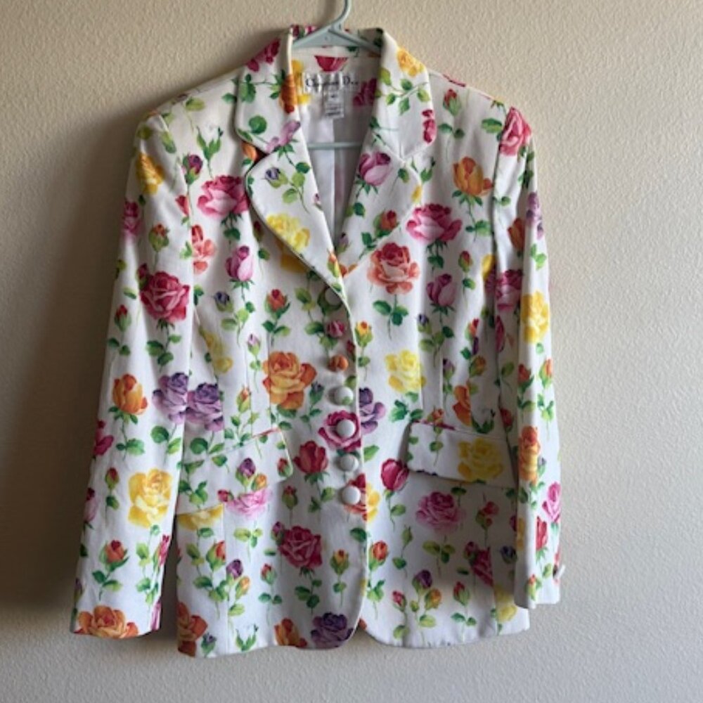 Vintage Christian Dior Easter Floral Print Blazer/skirt - Picture 1 of 8